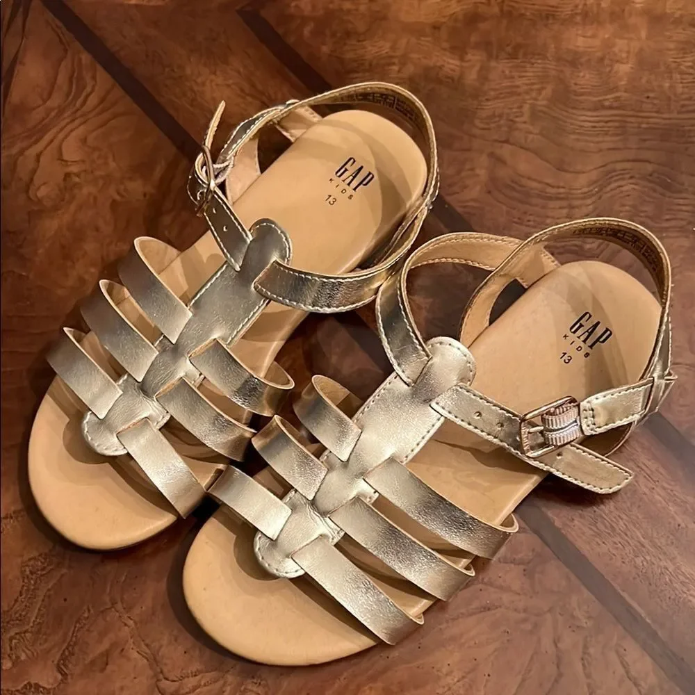 GAP Girls Gold Gladiator Sandals with Ankle Strap